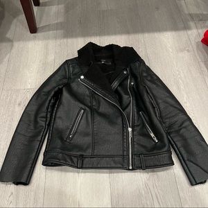 Leather Sherling Jacket Black